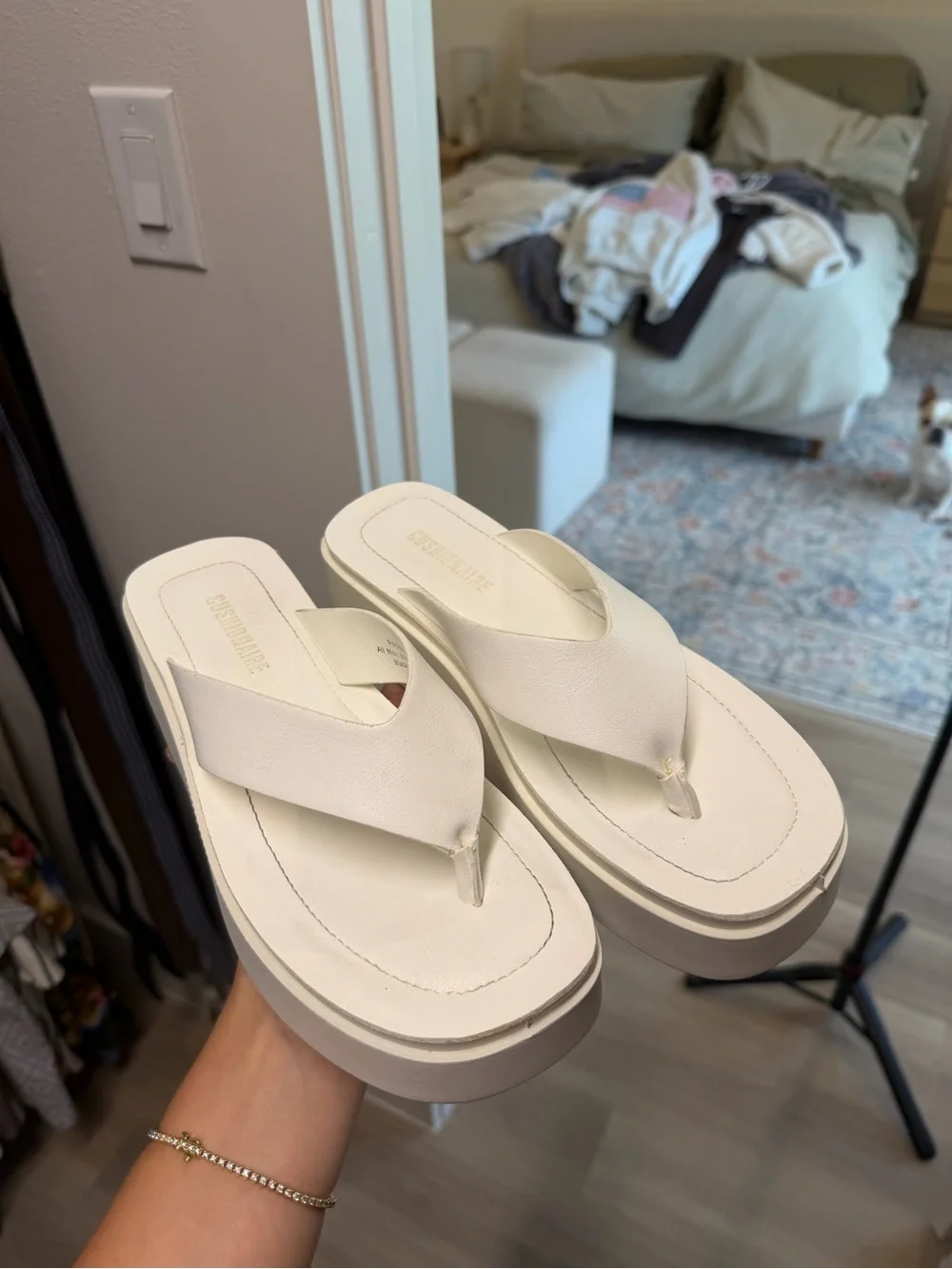 Women's White Platform Thong Sandals - Elevated Casual Flip Flops